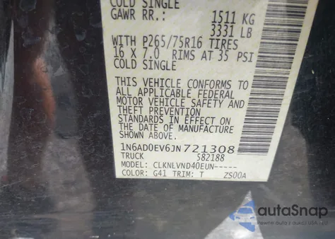 2018 Nissan Frontier Pro-4X from USA, damaged, VIN 1N6AD0EV6JN721308